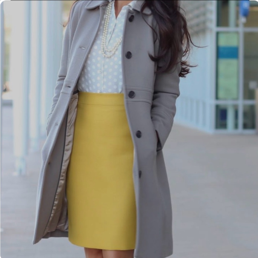 NWOT J. Crew No. 2 Bright Yellow Double Serge Cotton Pencil Skirt